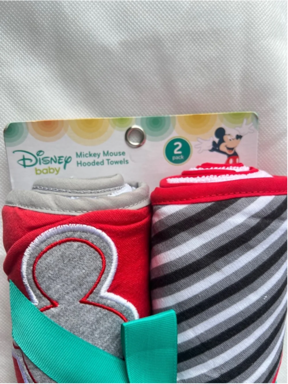 NWT Disney Baby Mickey Mouse Hooded Towels set 26” x 30”